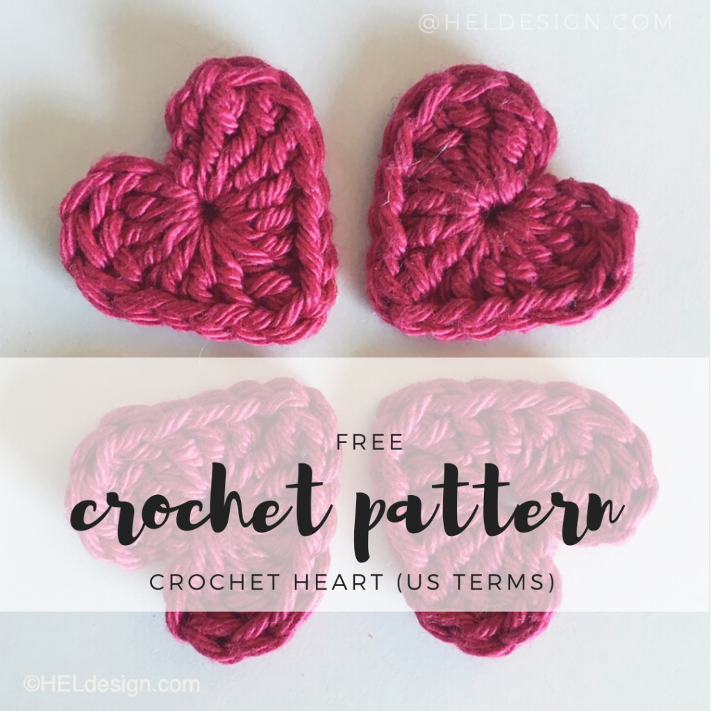Free crochet pattern US - crochet heart - HELdesign